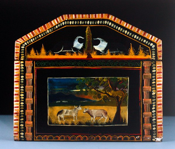 Coffre (bois laqué et peint) (détail) - Mexican School