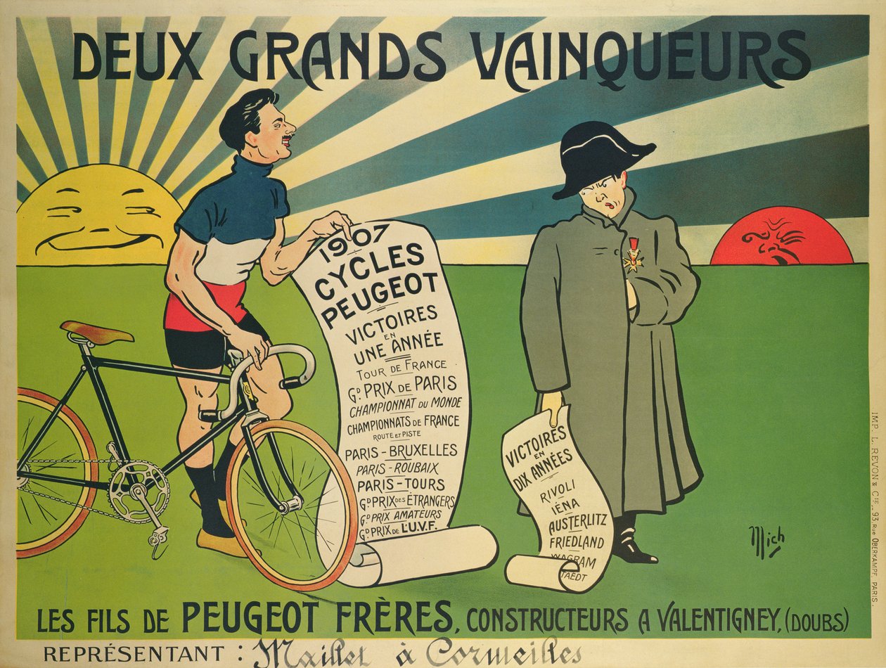 Affiche publicitaire pour les bicyclettes Peugeot - Mich