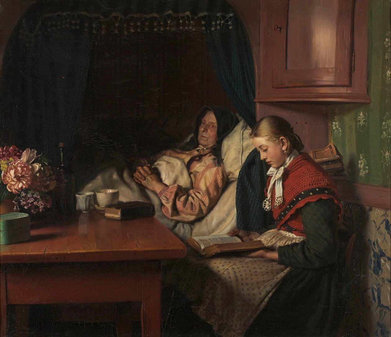 Grand-mère au lit de malade - Michael Peter Ancher