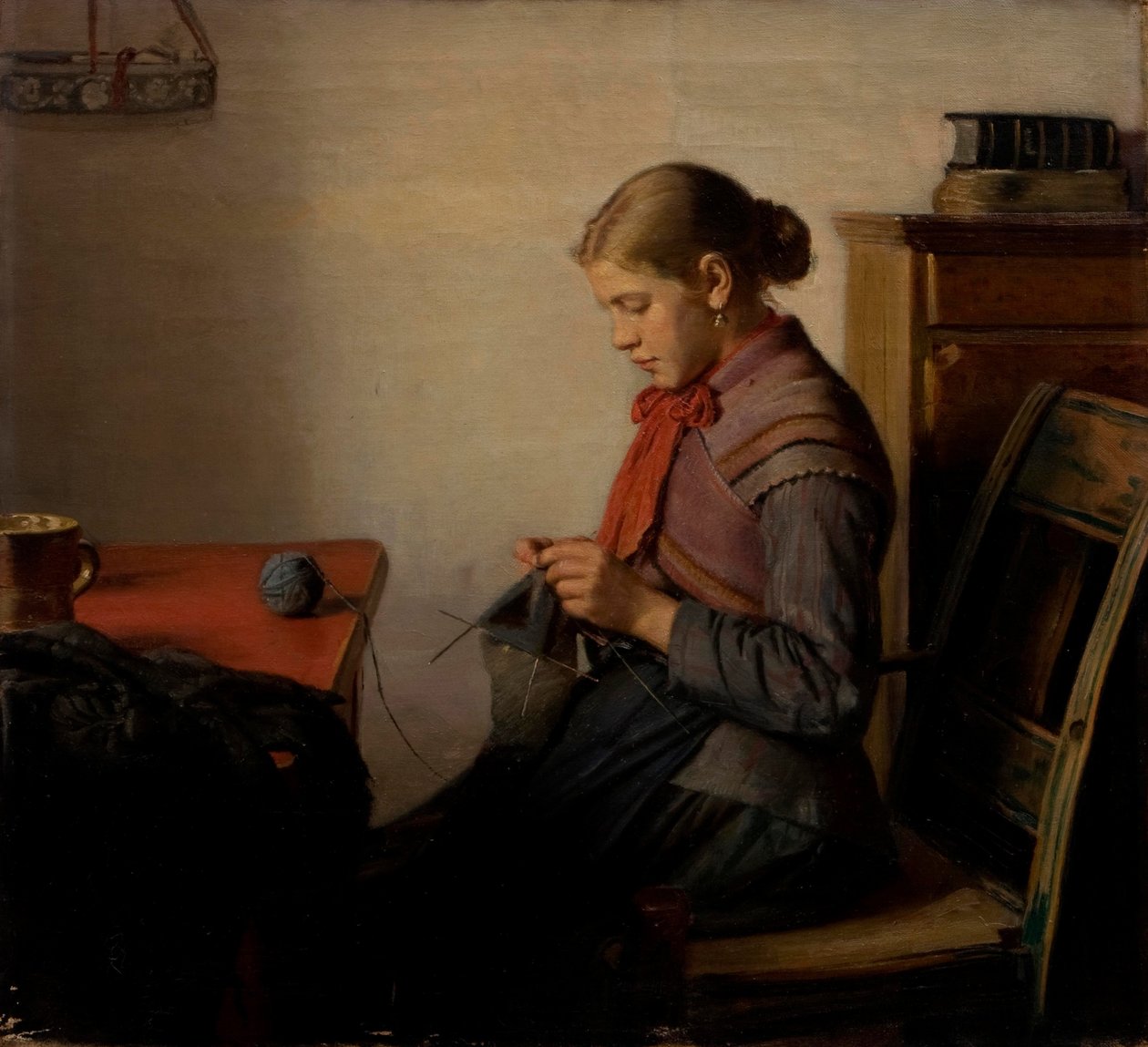 Fille de Skagen, Maren Sofie, tricotant - Michael Peter Ancher