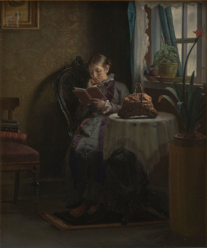 Anna Ancher lisant - Michael Peter Ancher