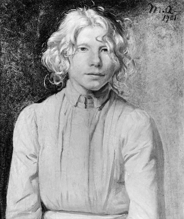Une fille de Skagen en robe rouge - Michael Peter Ancher