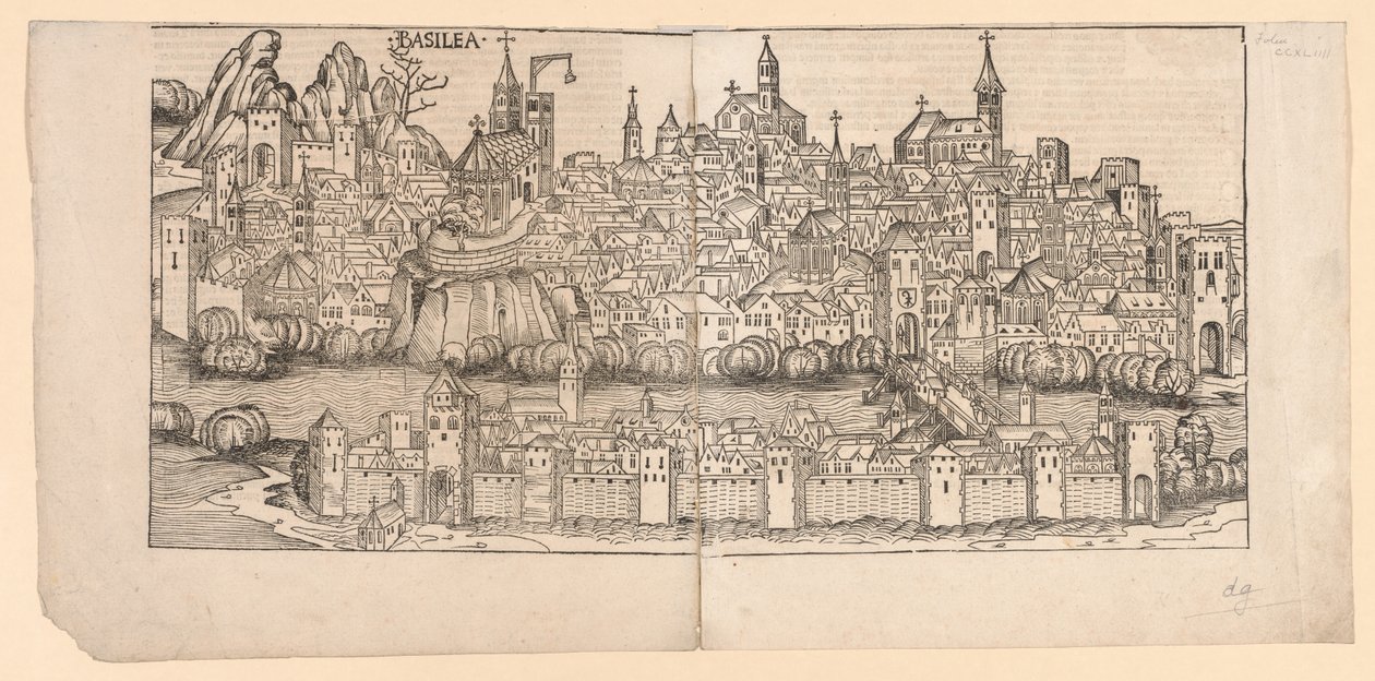 Chronique de Nuremberg : Vue topographique de Bâle, Suisse - Michael Wolgemut