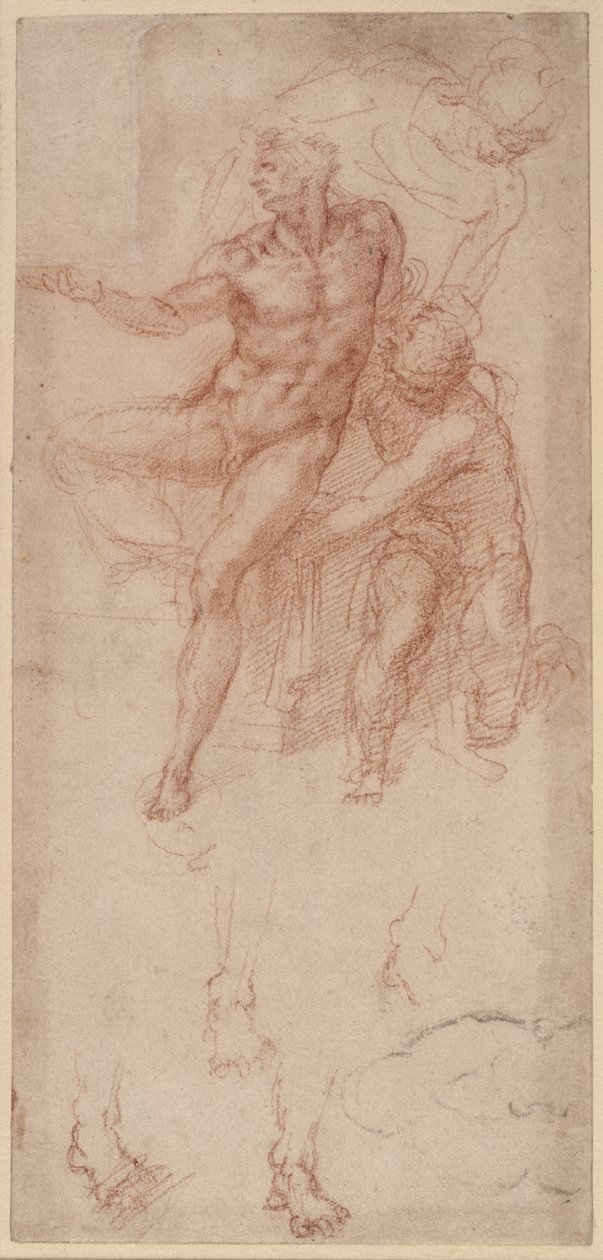 Études de figures (craie rouge sur papier) - Michelangelo Buonarroti