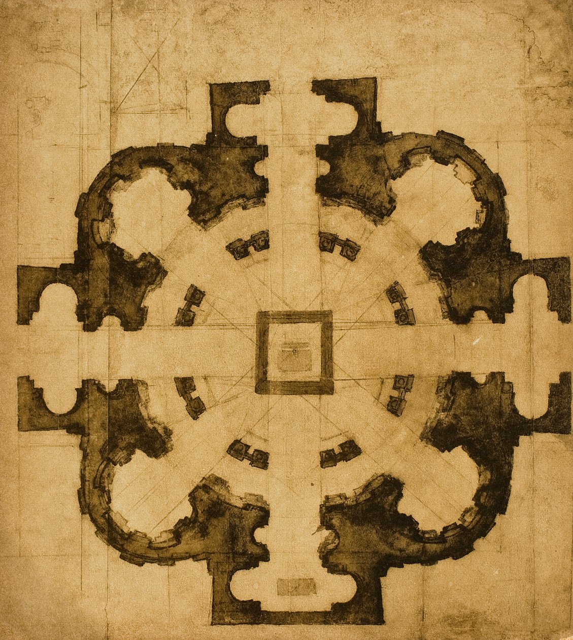 Plan ou projet pour une église - Michelangelo Buonarroti