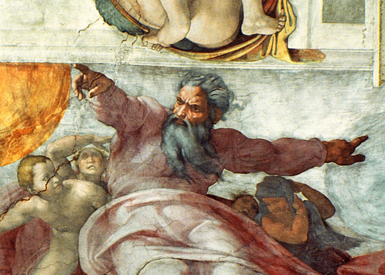 Plafond de la chapelle Sixtine : Création du Soleil et de la Lune, 1508-12 (détail) - Michelangelo Buonarroti