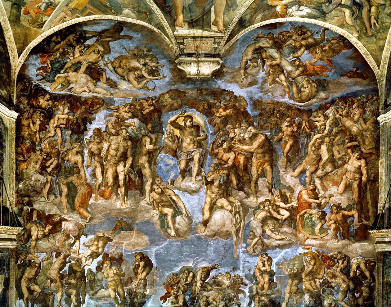 Chapelle Sixtine : Le Jugement Dernier, 1538-41 (avant restauration) - Michelangelo Buonarroti