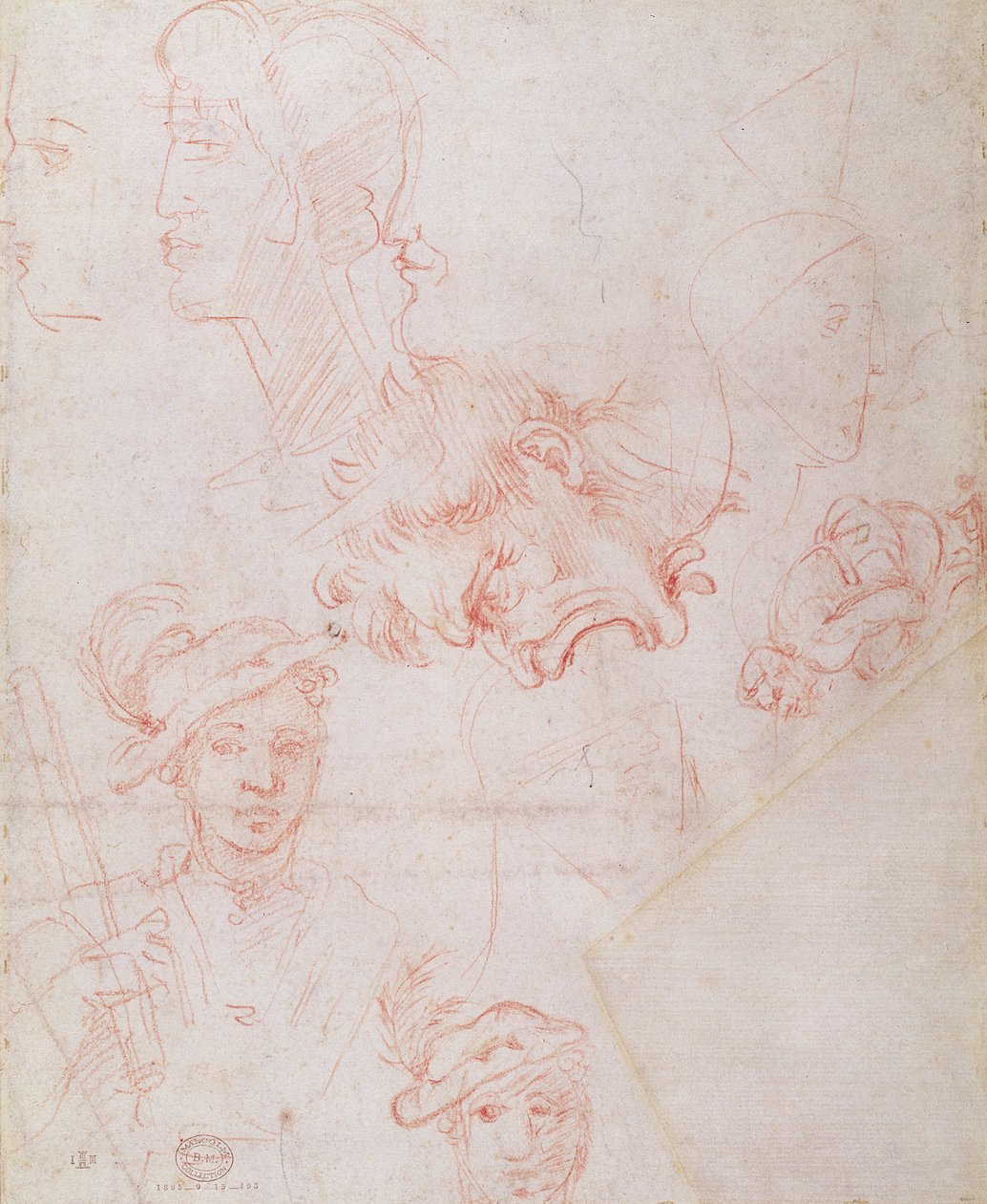Études de têtes, 1508-12 (verso) - Michelangelo Buonarroti