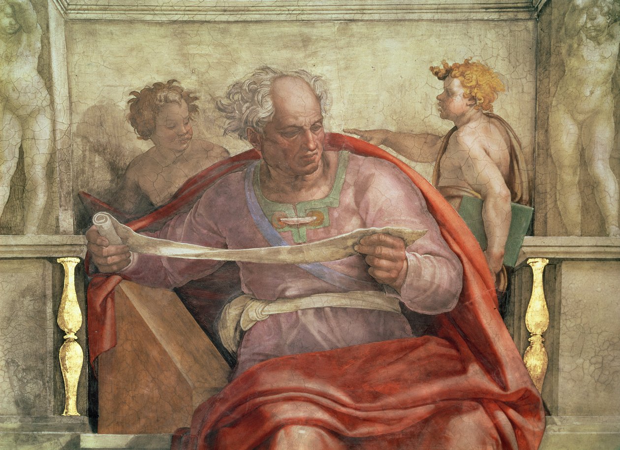 Le prophète Joël, du plafond de la chapelle Sixtine (avant restauration) - Michelangelo Buonarroti