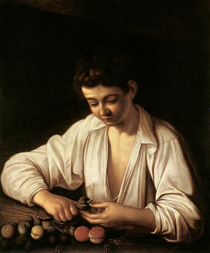 Un garçon épluchant un fruit - Michelangelo Merisi Caravaggio