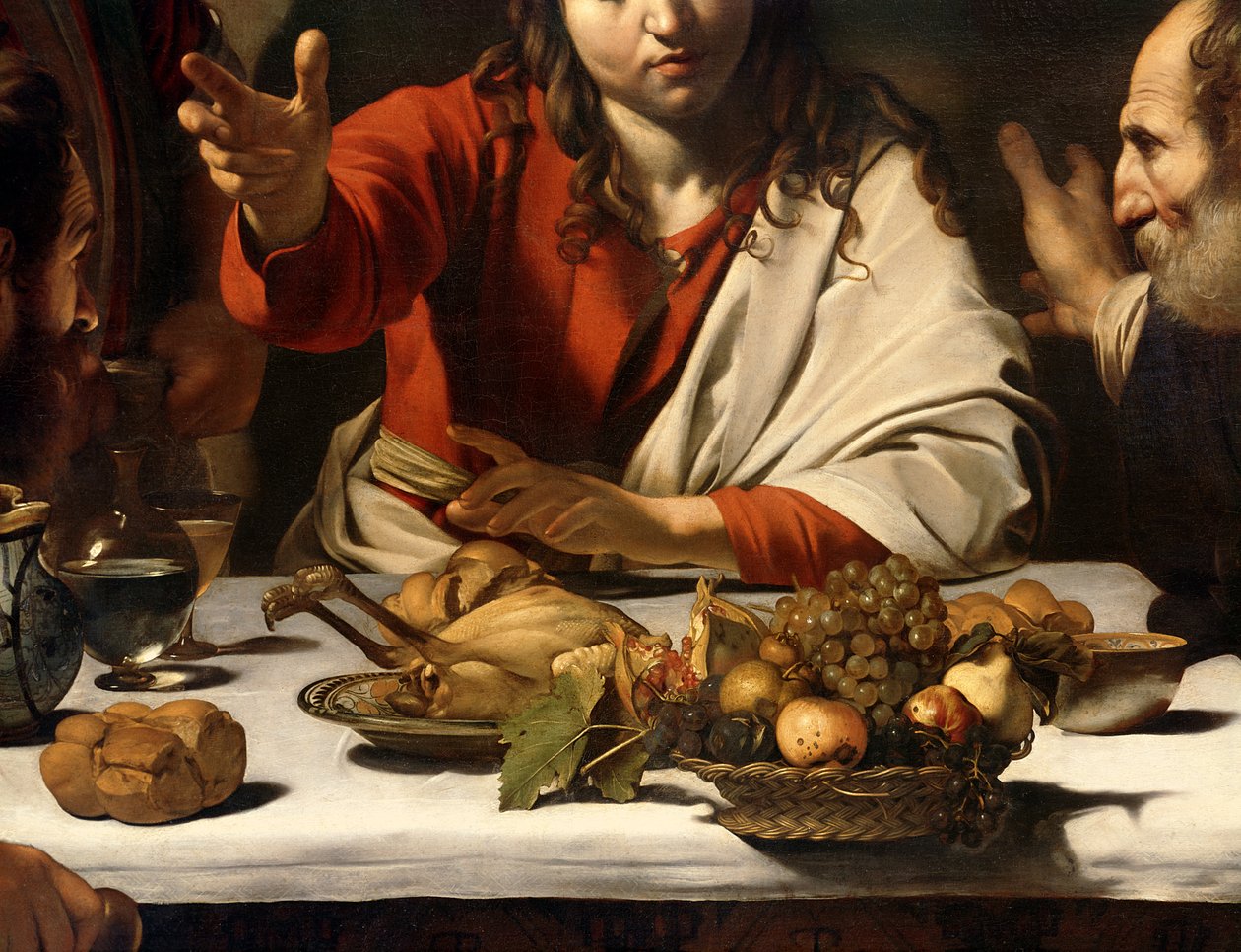 Le Souper à Emmaüs, 1601 (détail) - Michelangelo Merisi Caravaggio