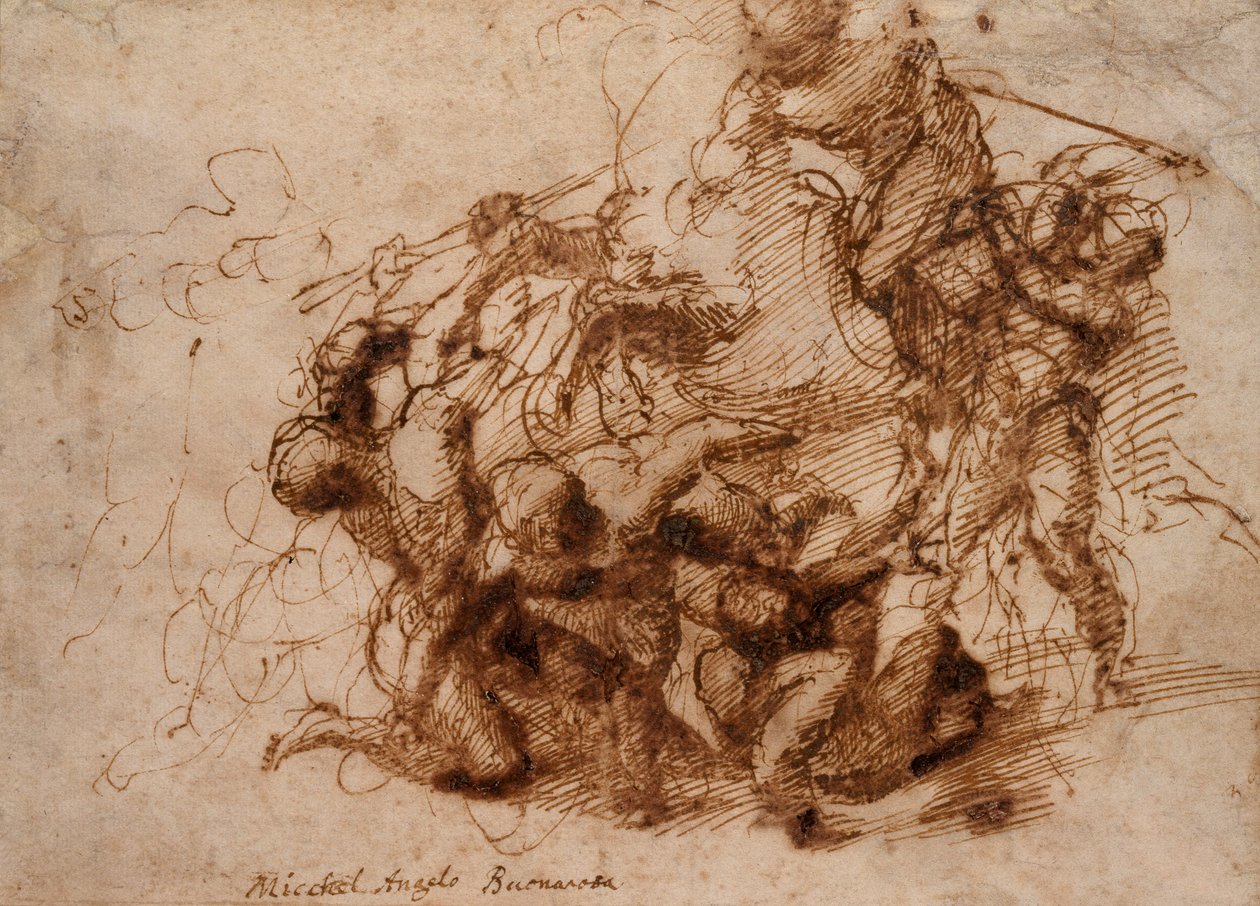 Une scène de bataille - Michelangelo Buonarroti
