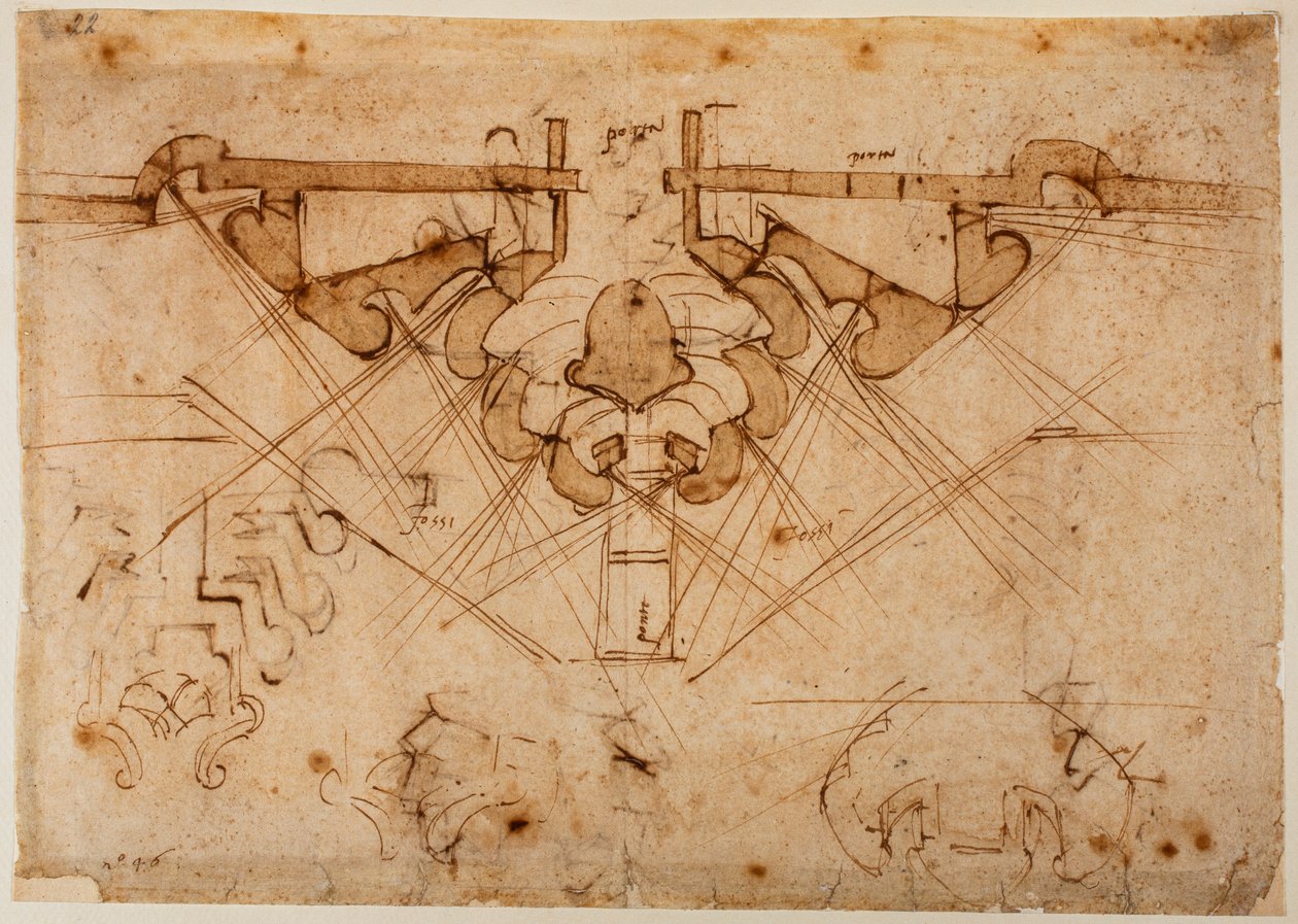 Projet de remparts pour une porte - Michelangelo Buonarroti
