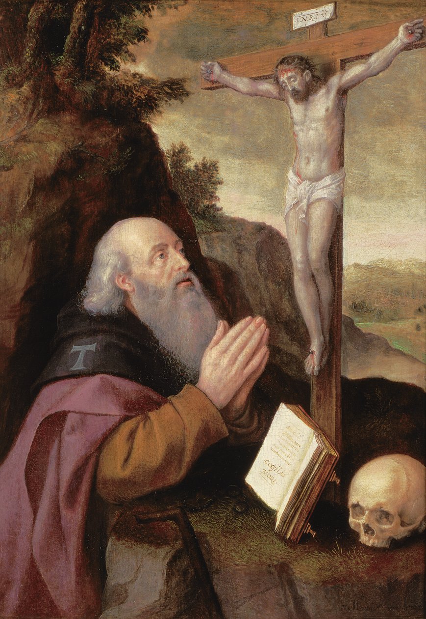 Saint Antoine Abbé (panneau) - Michiel I Coxie or Coxcie