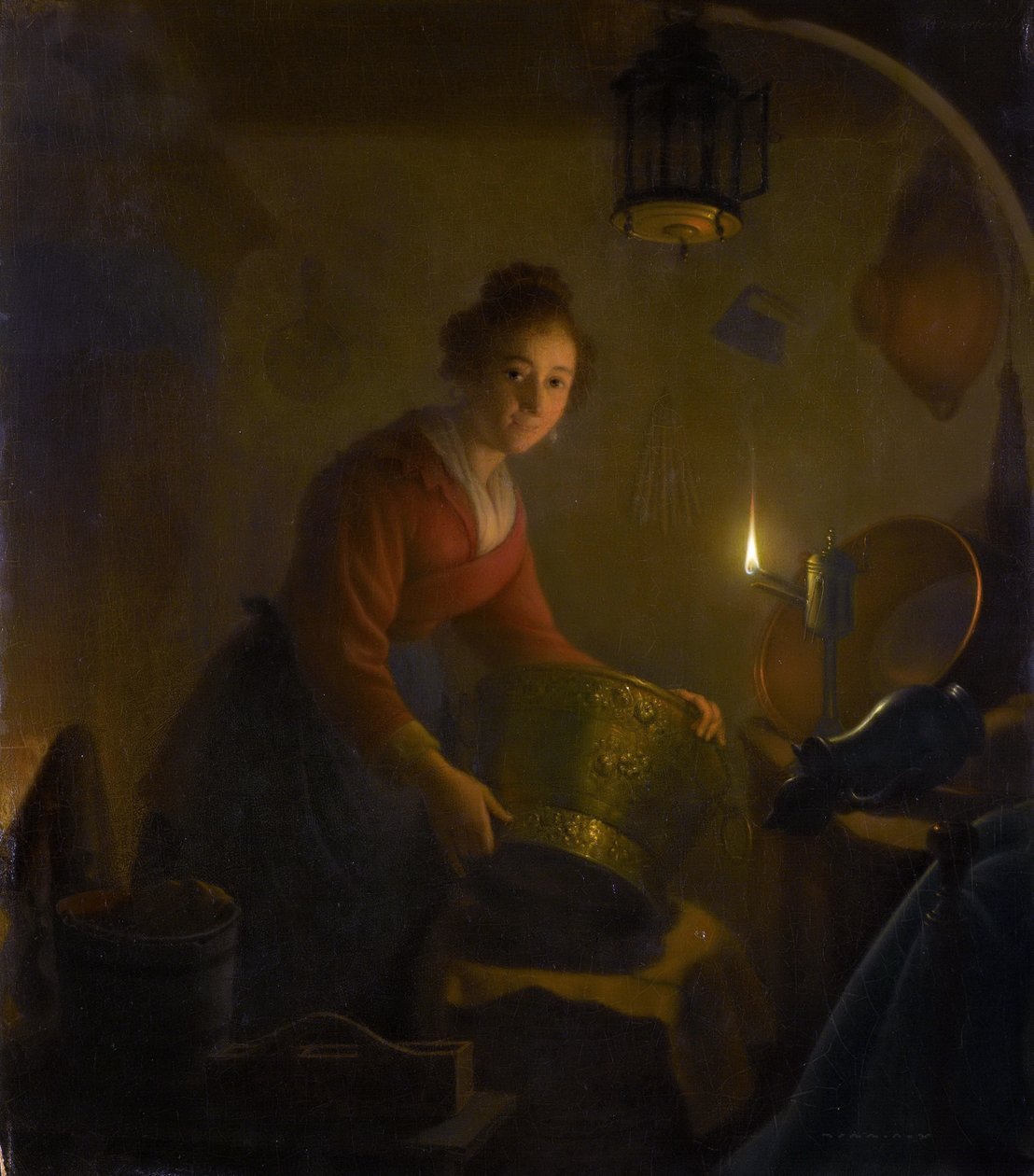 Femme dans une cuisine à la lumière d