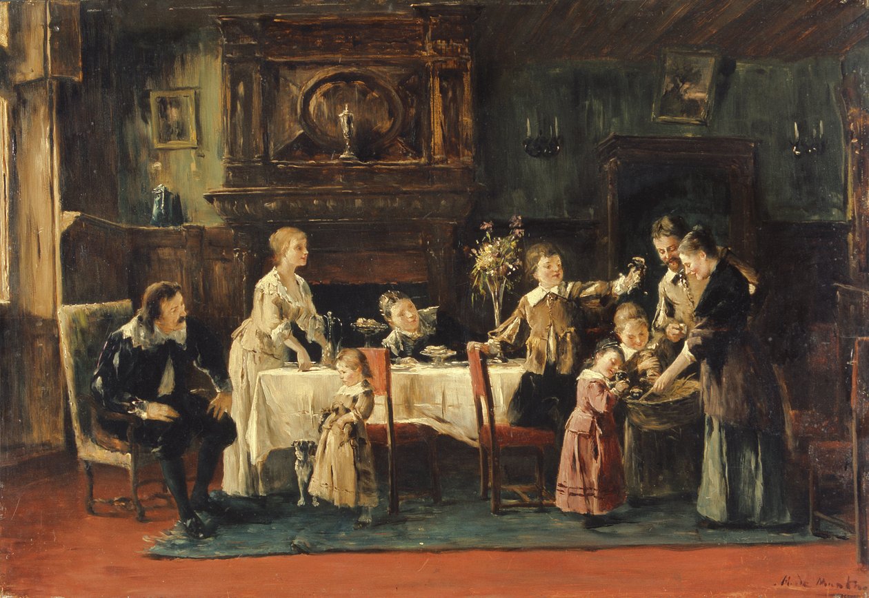 Visite au nouveau bébé, XIXe siècle - Mihály Munkácsy
