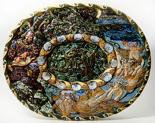 Plat en majolique représentant Sadko le Pêcheur - Mikhail Aleksandrovich Vrubel
