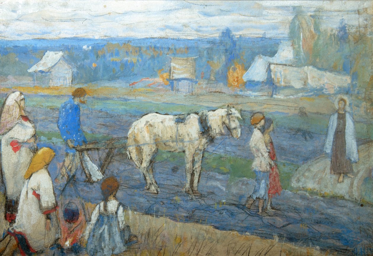 Au champ, 1911 - Mikhail Vasilievich Nesterov