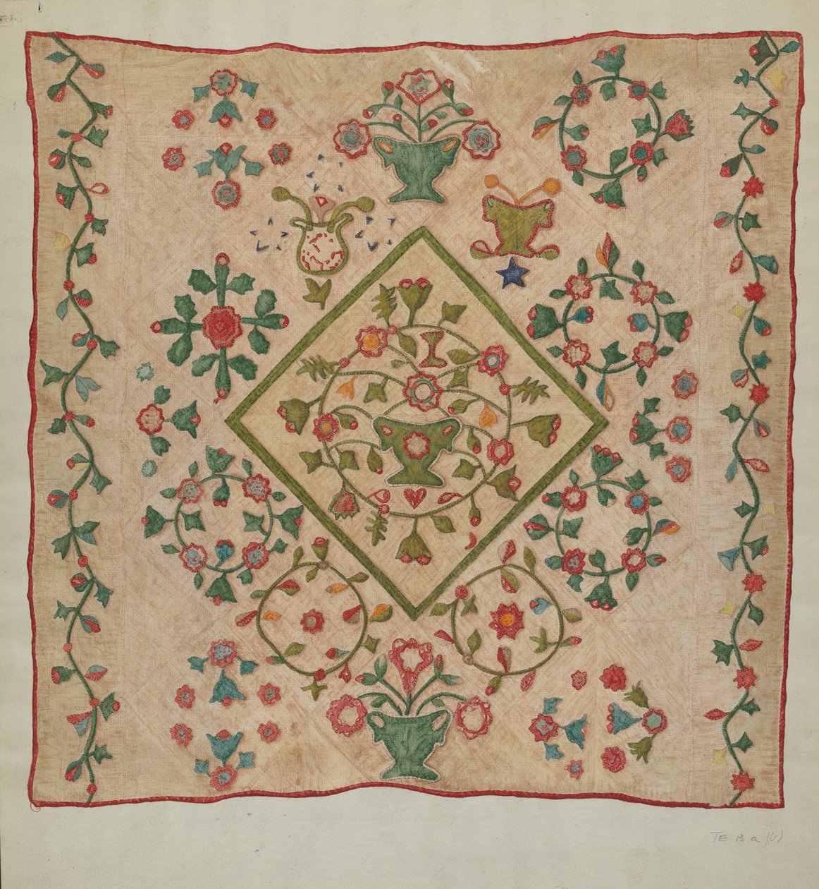 Courtepointe appliquée - Mildred E. Bent