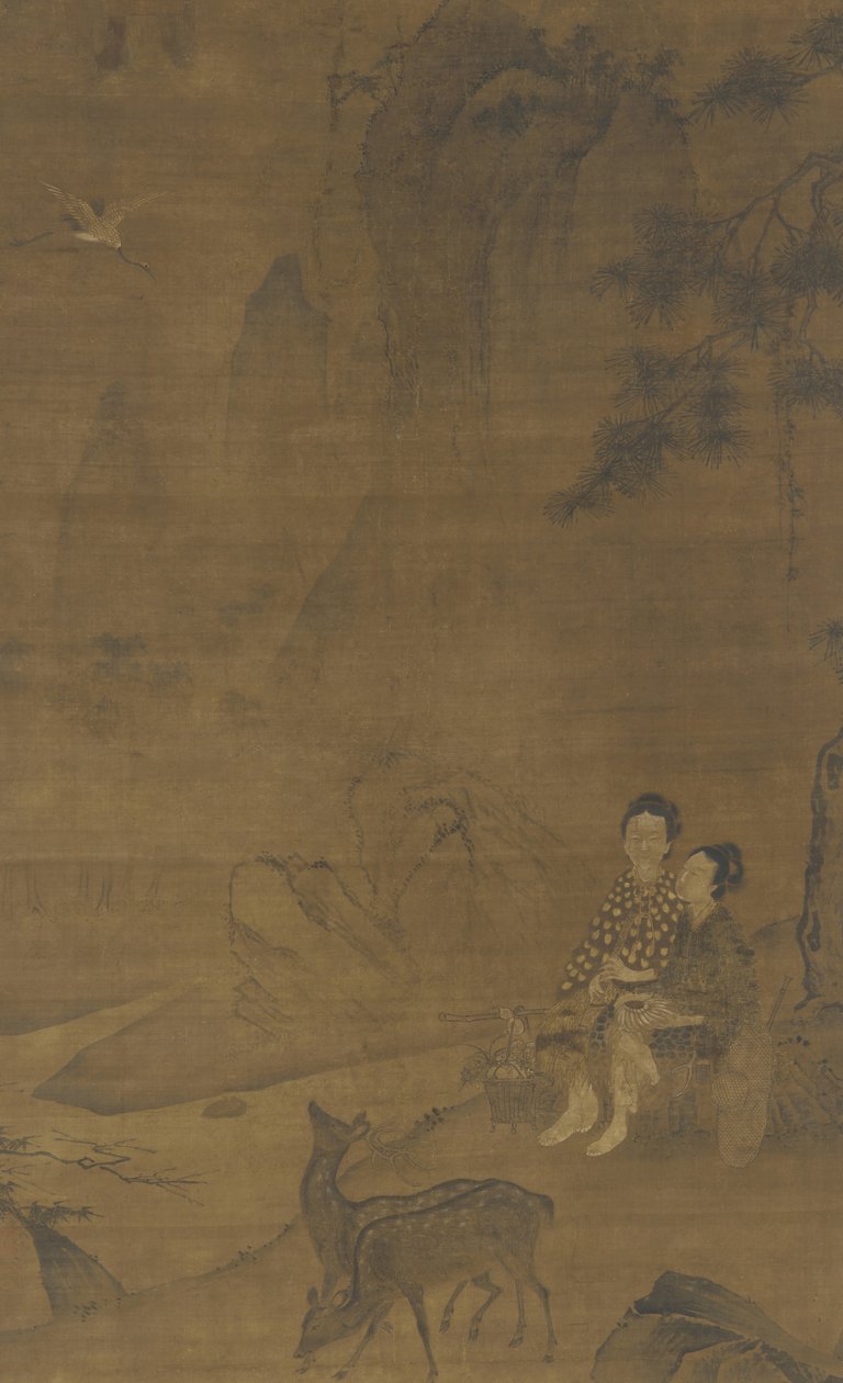 Immortelles féminines cueillant des herbes - Ming Dynasty Chinese School