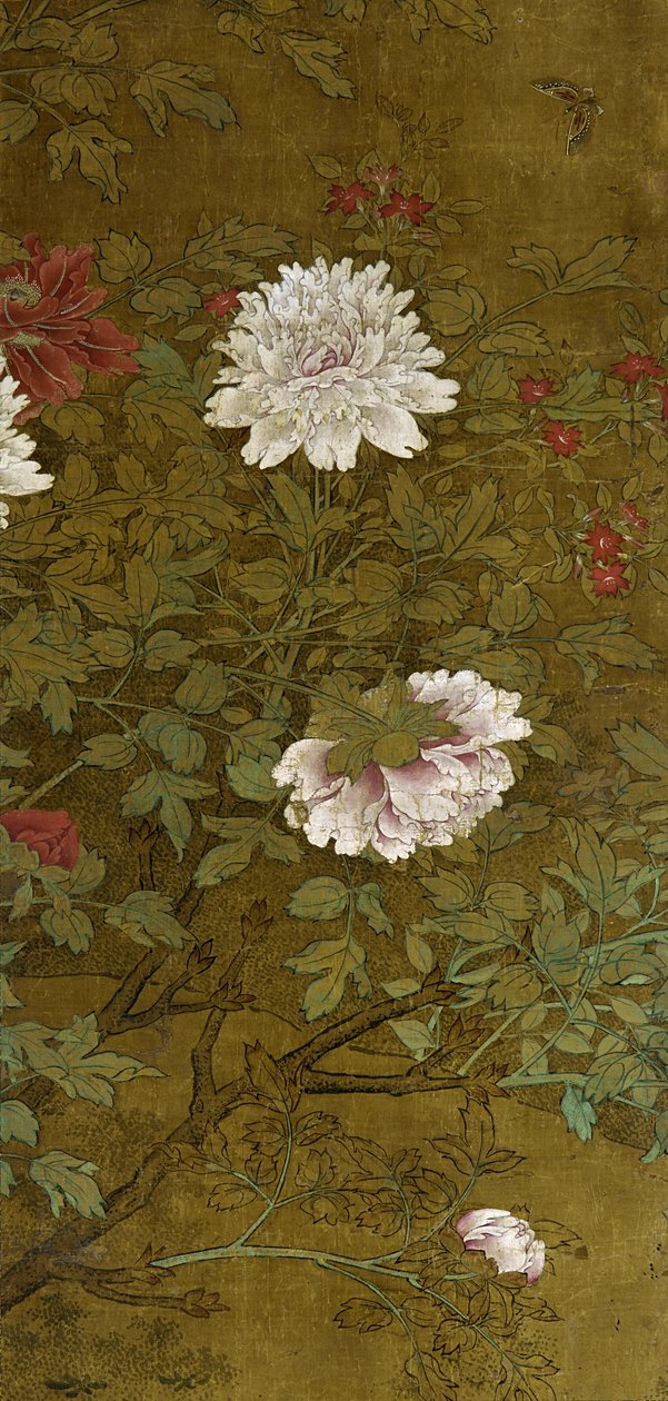 Pivoines et papillon - Ming Dynasty Chinese School