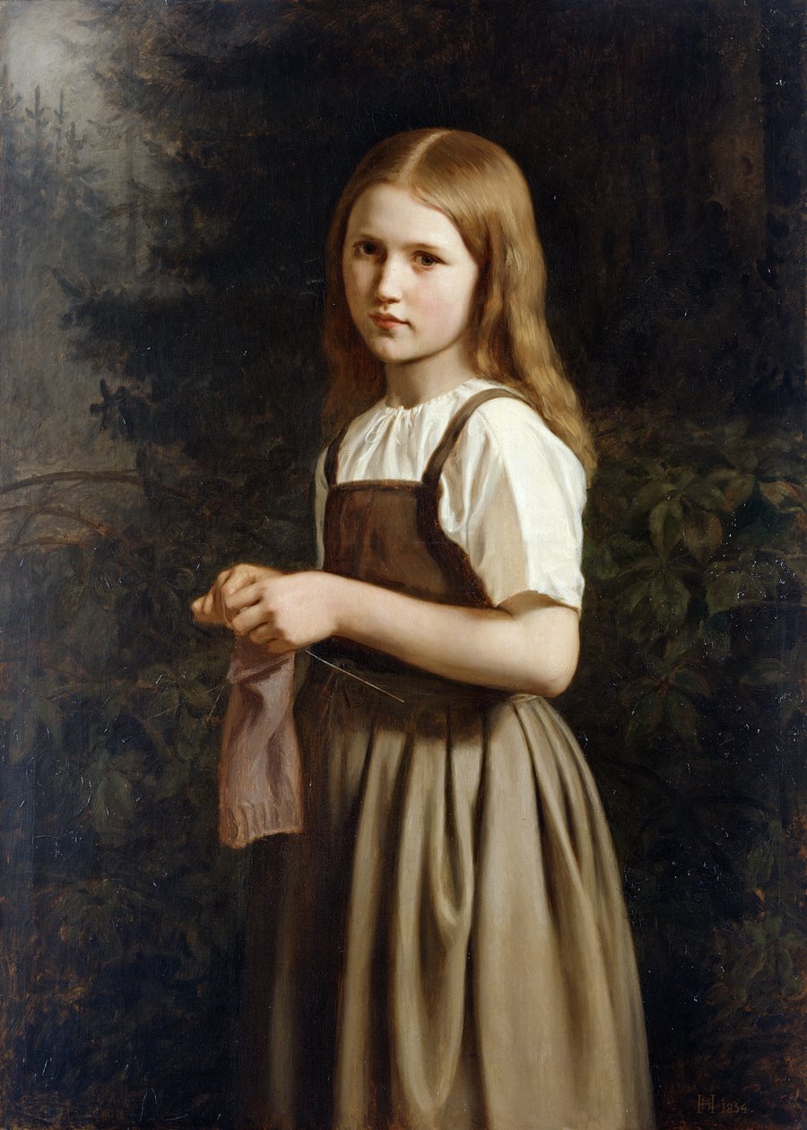 Fille tricotant, 1854 - Minna Heeren