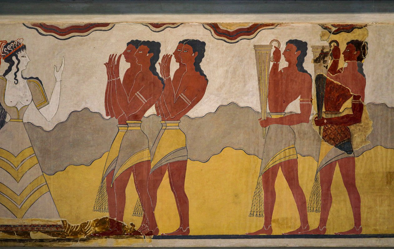 Reconstruction de la fresque de la procession - Minoan