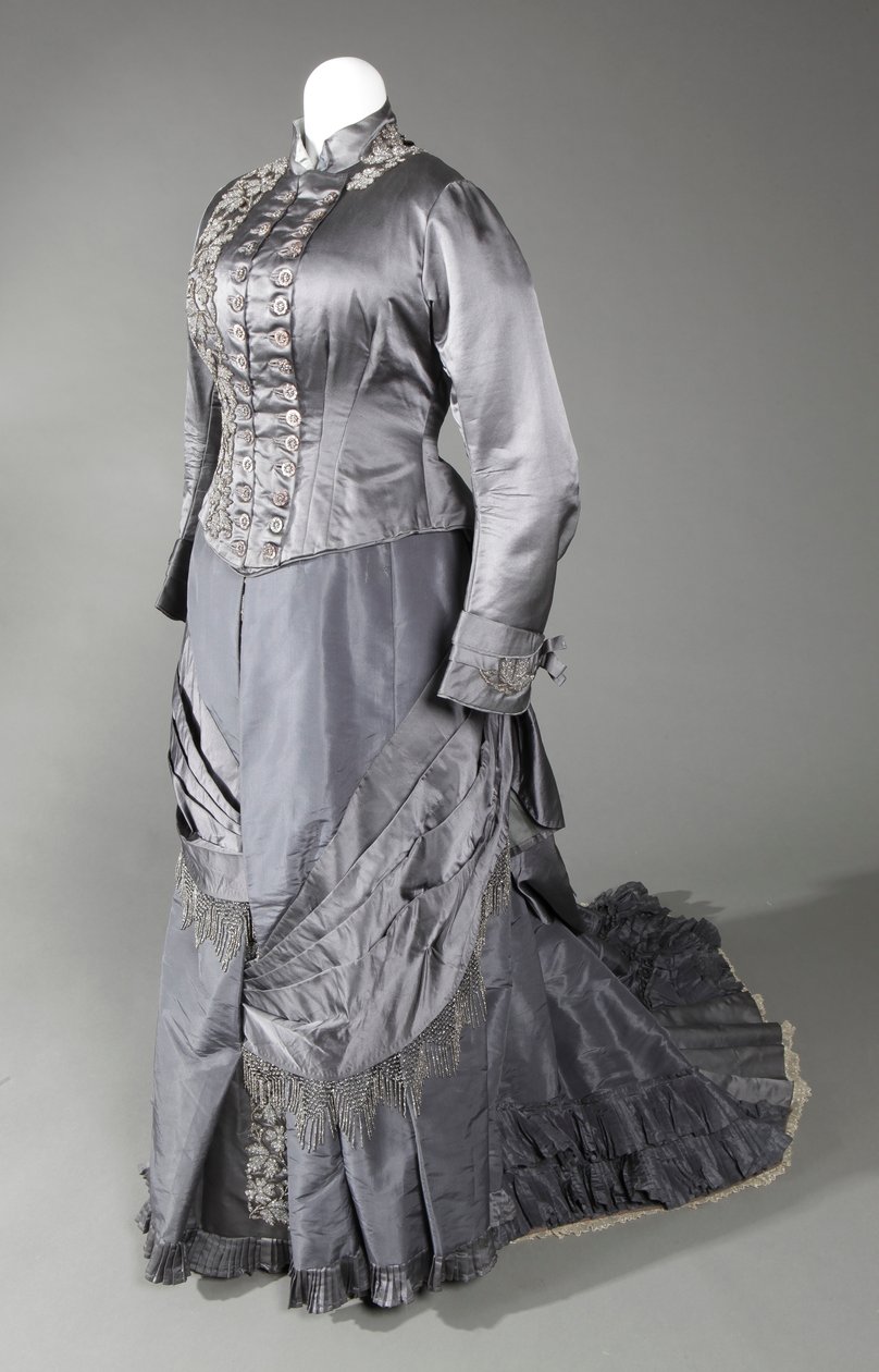 Robe en trois pièces gris acier comprenant deux corsages et une jupe. Portée par Eliza Albray Wessel à Cincinnati - Miss Galvin