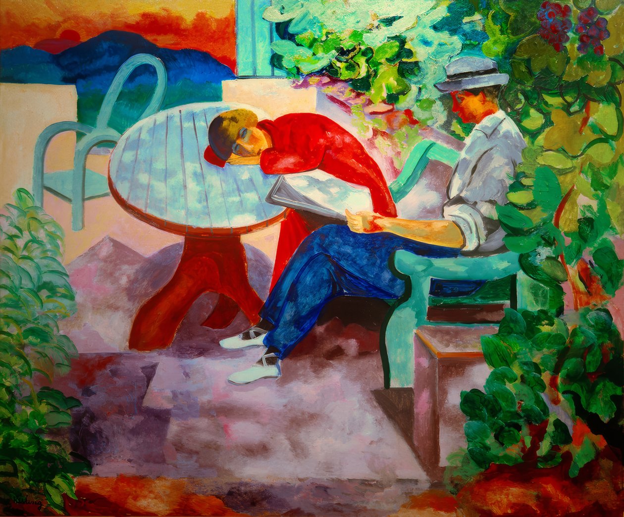 Sieste à Saint-Tropez (Kisling avec Renée) - Moise Kisling