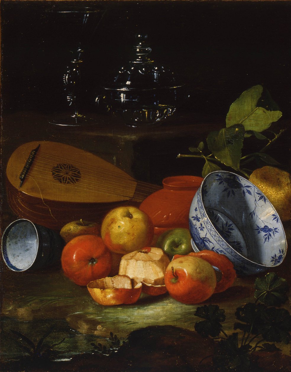 Mandoline, tasse et bol, porcelaine, pommes, 1706 - Monari