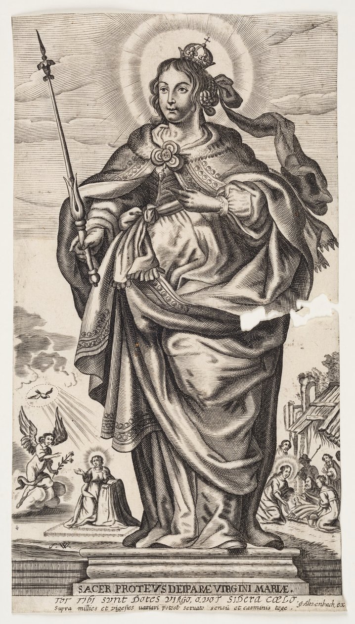 Vierge Marie avec couronne et sceptre - Monogrammist s.W.