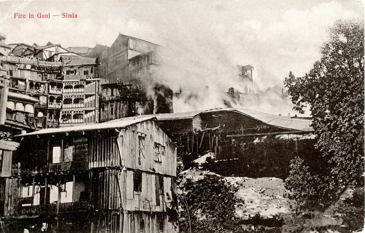 Incendie à Gunj - Simla, c.1900-30 - Moorli Dhur and Sons