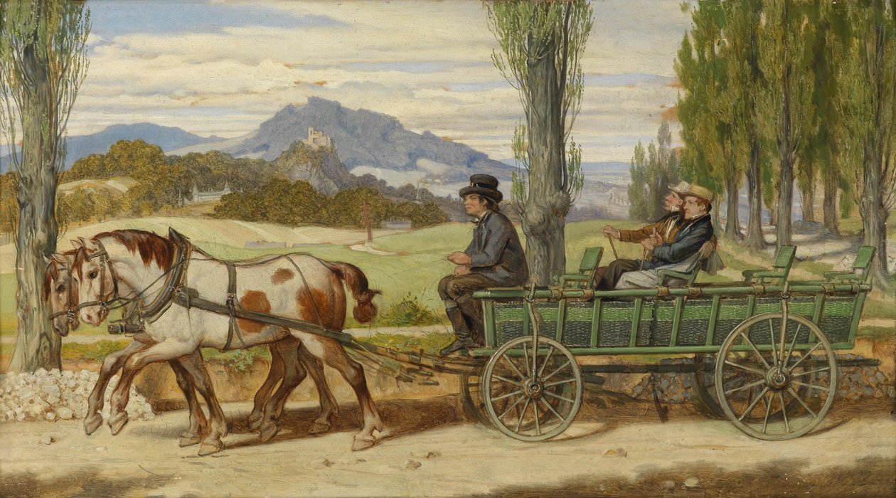 Schwind et Bauernfeld sur un chariot - Moritz Ludwig von Schwind