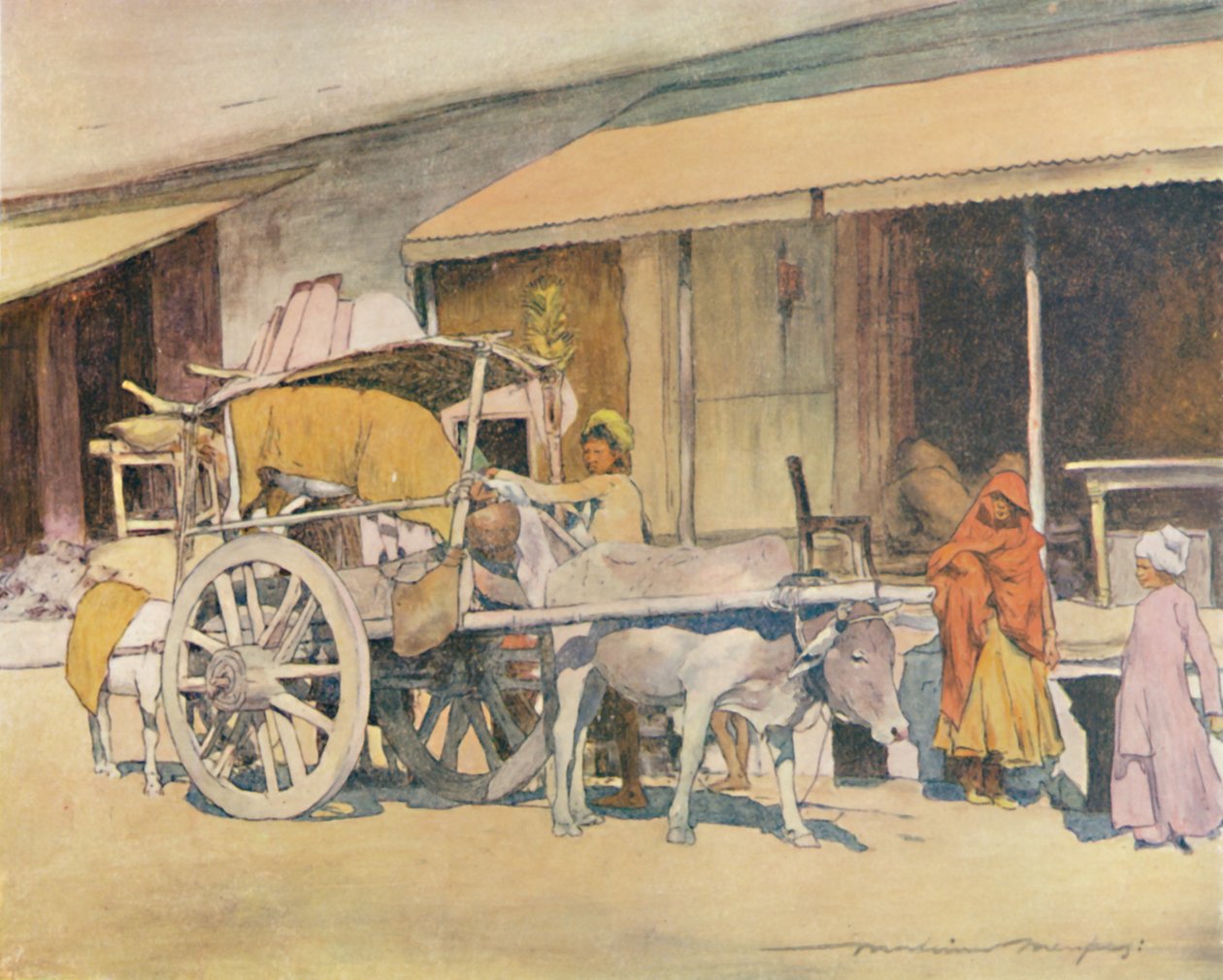 Un chariot à bœufs, Ajmere, 1905 - Mortimer Ludington Menpes