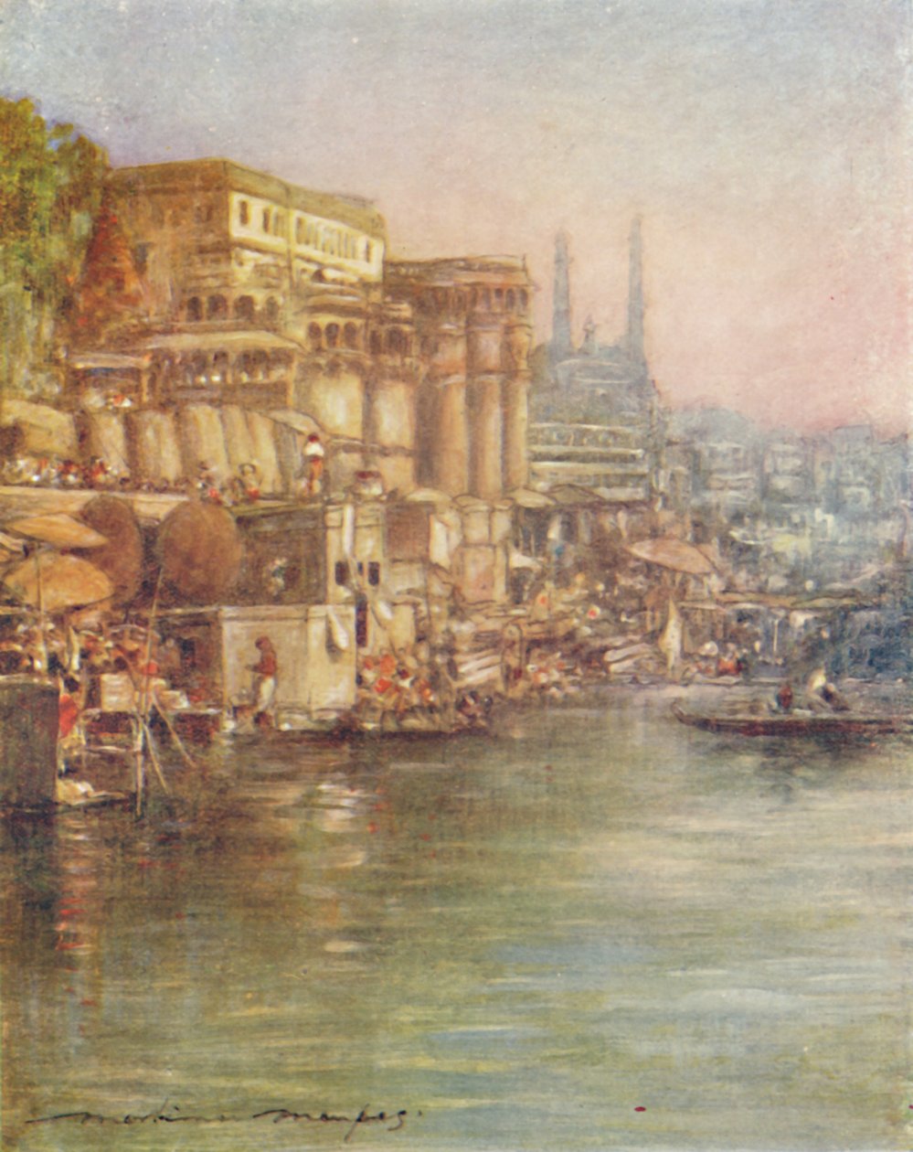 Le front de la rivière, Bénarès, 1905 - Mortimer Ludington Menpes