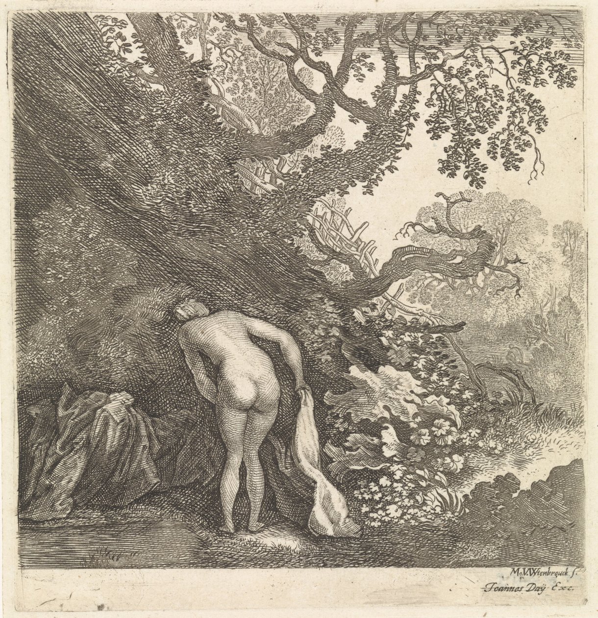 Femme se baignant, vue de dos - Moyses van Wtenbrouck
