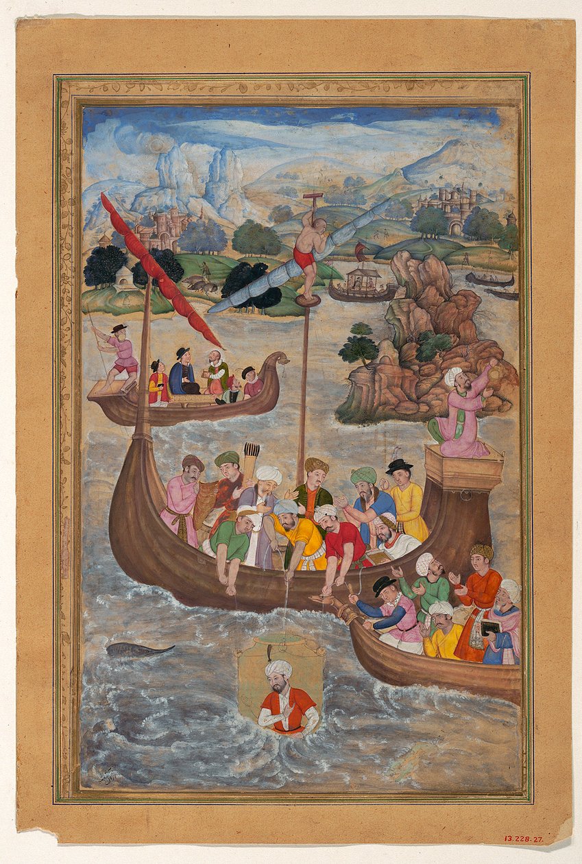Alexandre descendu dans la mer dans une cloche de plongée, 1597-8 - Mukunda attr. to Mukunda attr. to