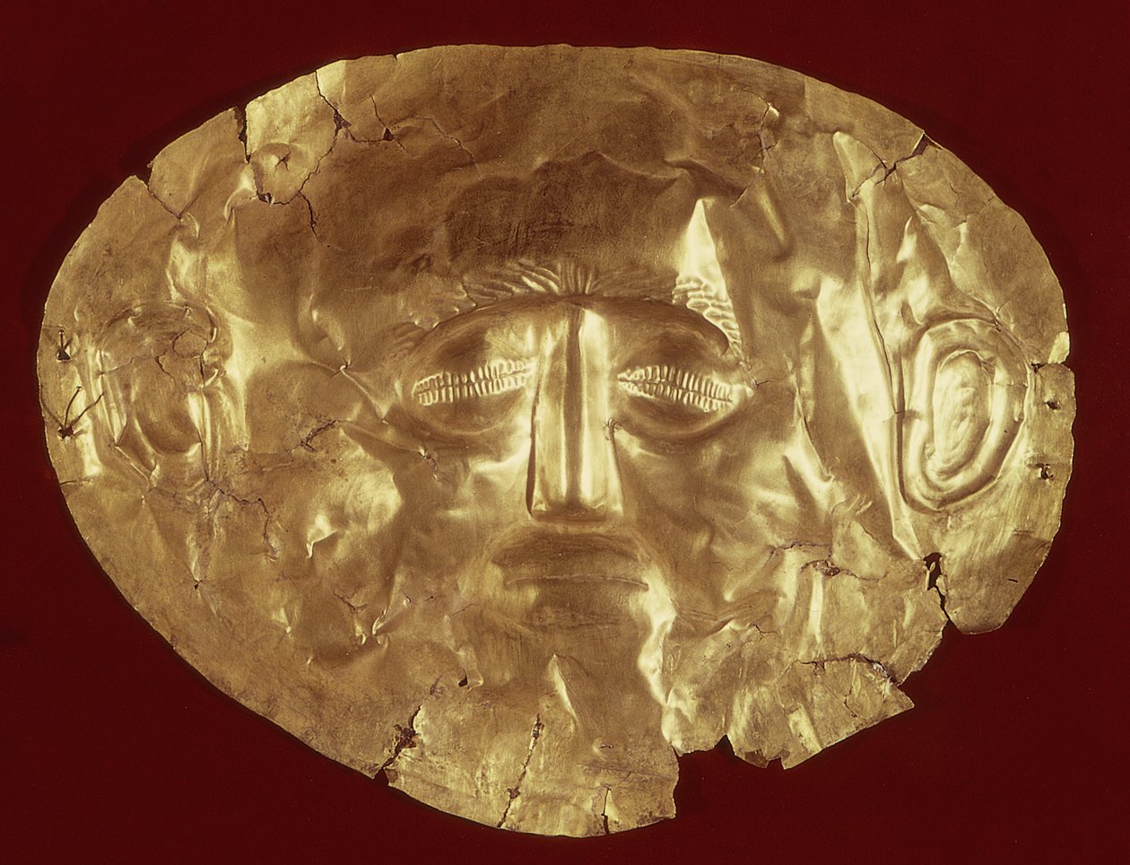 Masque mortuaire de la tombe royale IV, Mycènes, vers 1580-1550 av. J.-C. - Mycenaean