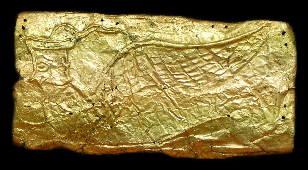 Couverture en or pour plaque en forme de vase en verre - Mycenaean