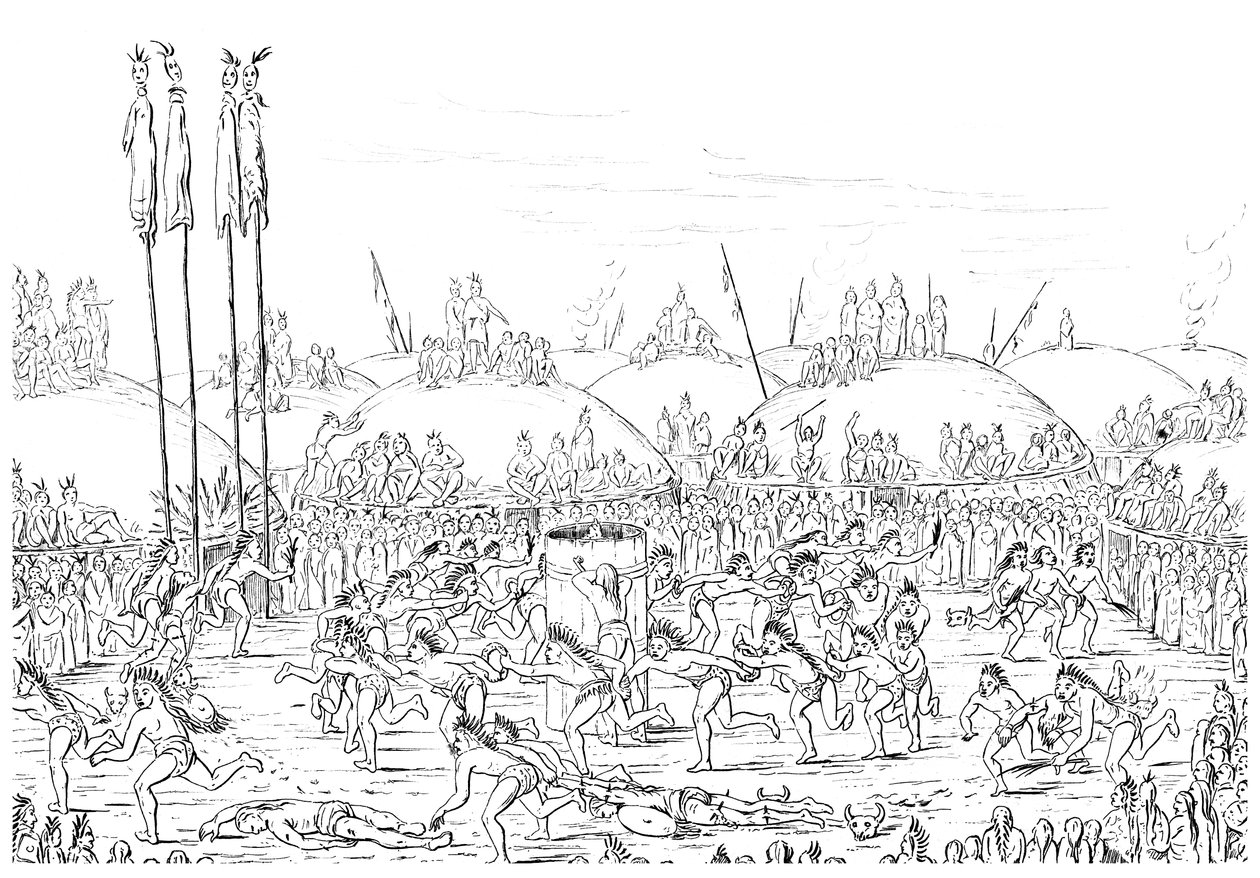Cérémonie religieuse, village Mandan - Myers and Co