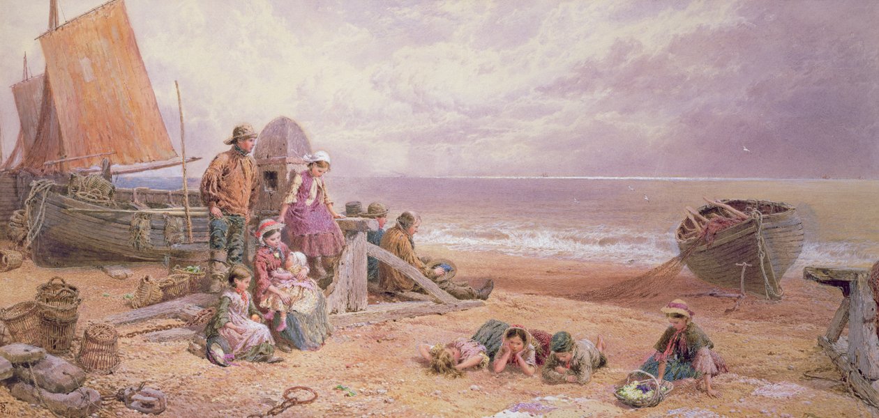 Rottingdean, scène de plage - Myles Birket Foster