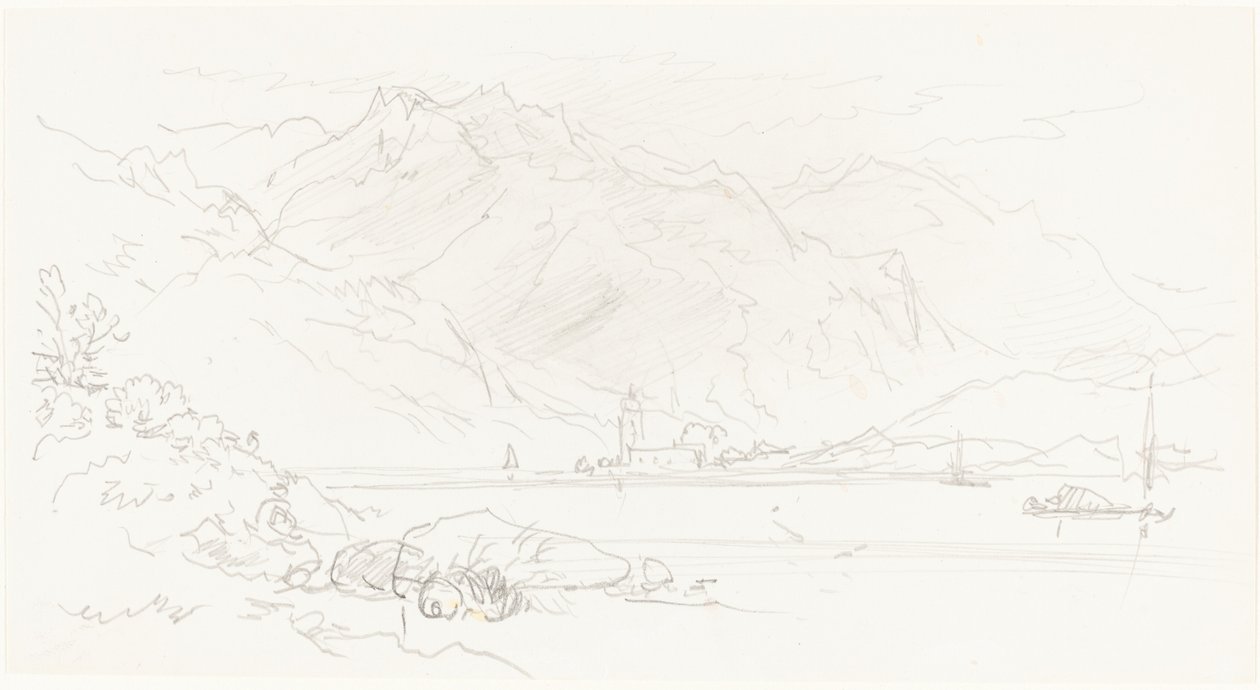 Lac dans un paysage montagneux - Myles Birket Foster