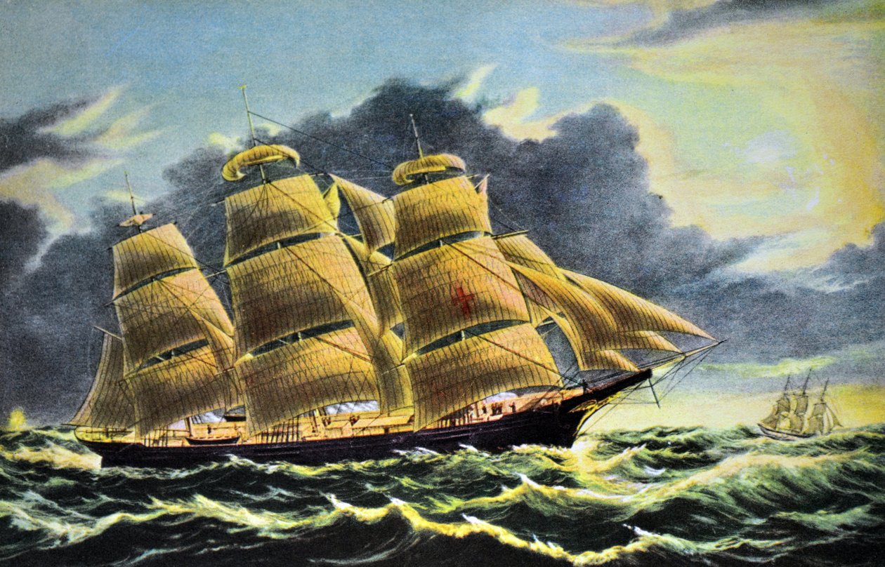 Clipper Dreadnought au large de Tuskar Light - N. and Ives, J.M. Currier