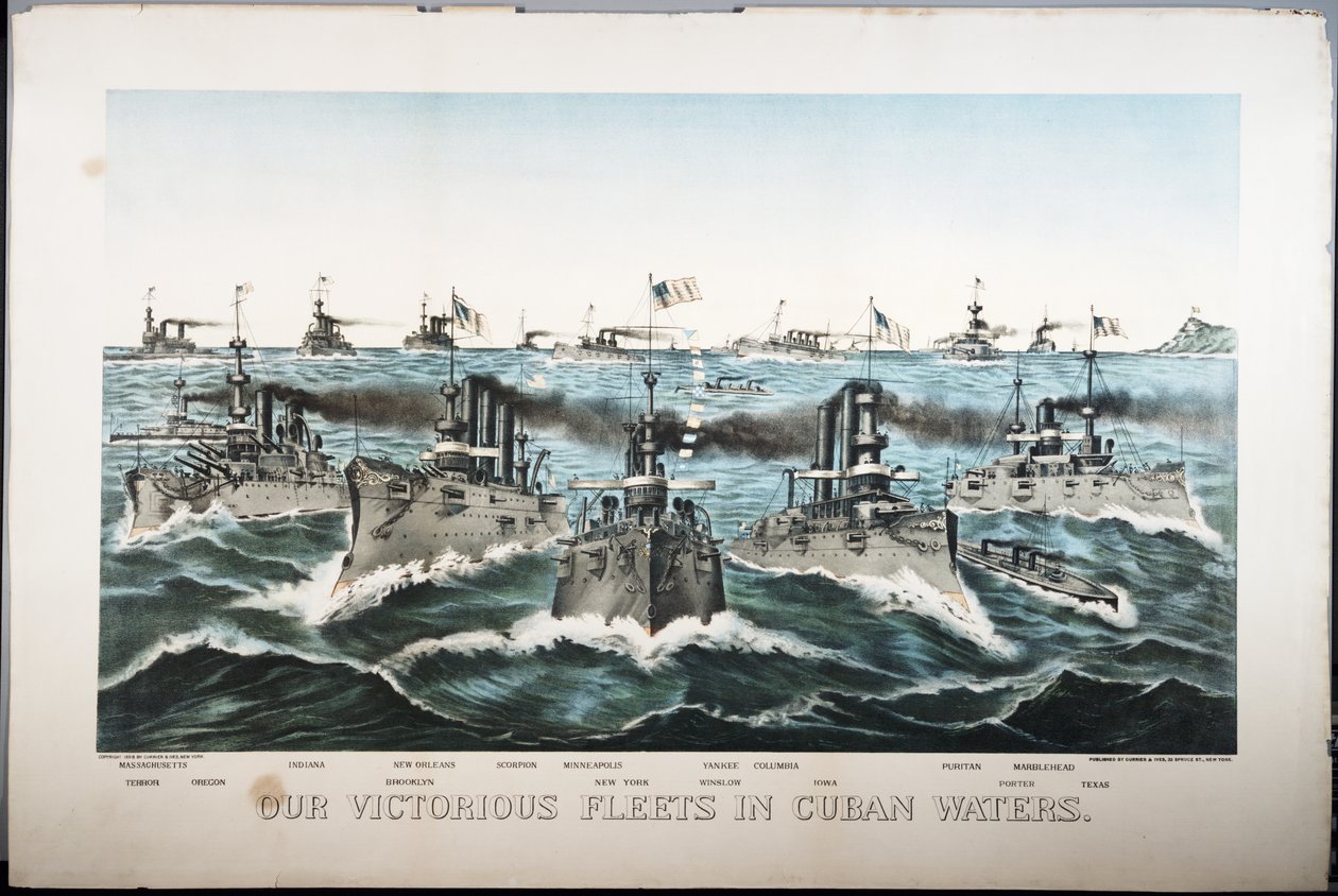 Nos flottes victorieuses dans les eaux cubaines, 1898 - N. and Ives, J.M. Currier