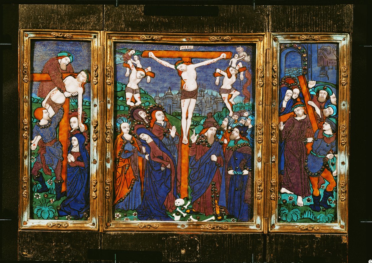 Triptyque représentant la Crucifixion, Limousin (émail) - Nardon Penicaud