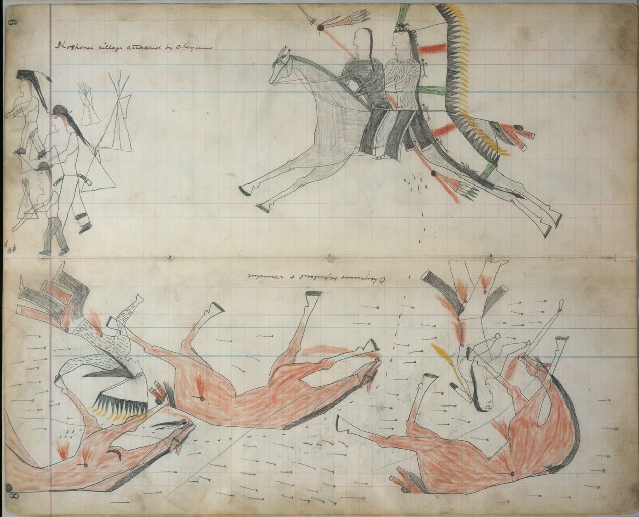 Cheyennes repoussés et blessés, c.1877-79 - Native American