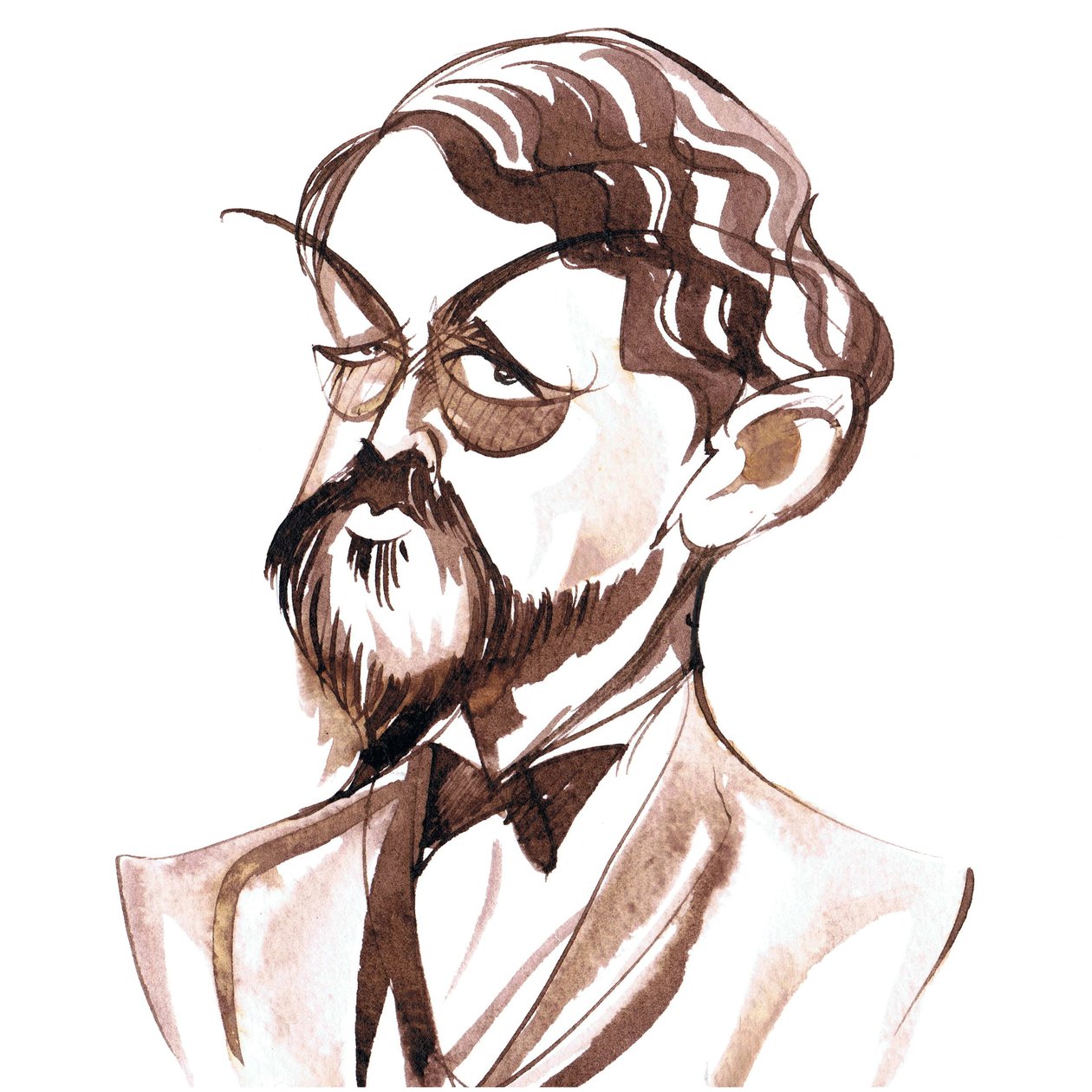 Achille-Claude Debussy, compositeur français (1862-1918) caricature à l