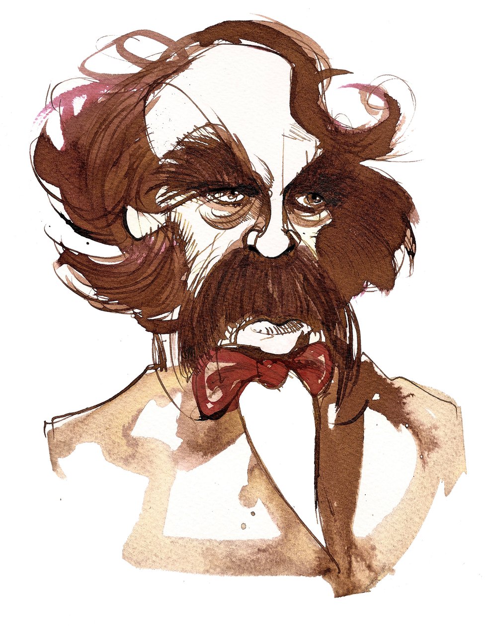 Nathaniel Hawthorne, écrivain américain (1804-64); caricature - Neale Osborne