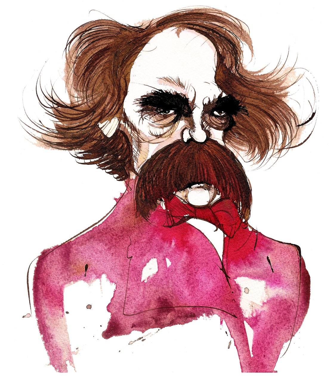 Nathaniel Hawthorne, écrivain américain (1804-64); caricature - Neale Osborne