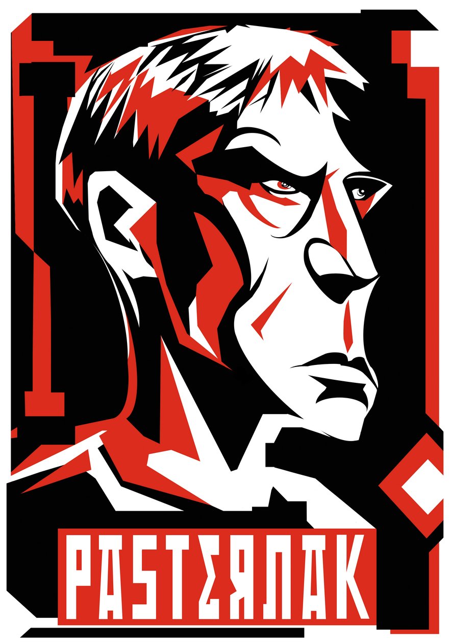 Boris Pasternak, poète et romancier russe (1890-1960), version graphique rouge - Neale Osborne
